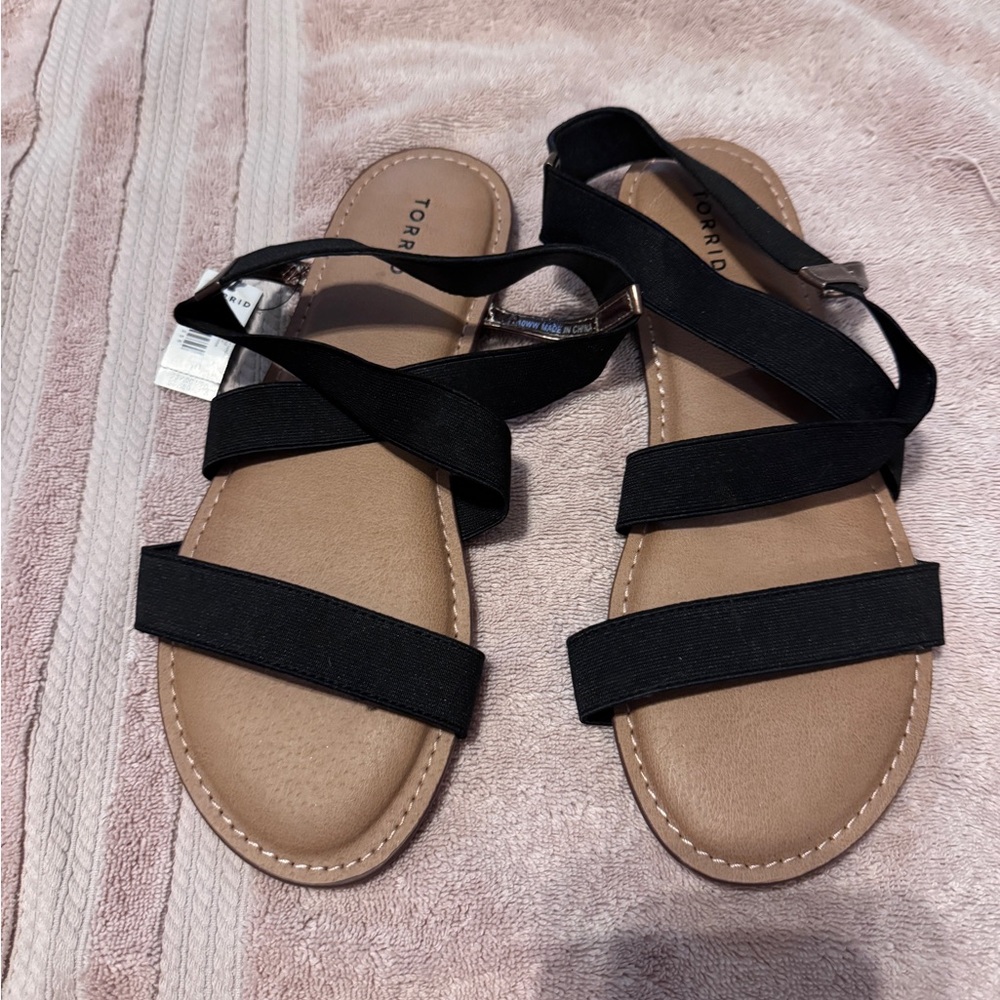 Torrid Black and Tan Strappy Sandals